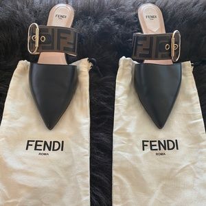 FENDI Black Leather Slingbacks ONLY WORN ONCE
